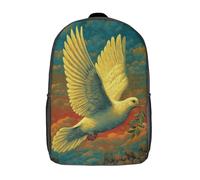 kaiyun Colombe blanche tenant une branche d'olivier dans son becSacs À Dos Pour Enfants École, Grande Capacité Adolescents Sac À Garçons Filles Voyage 17inch