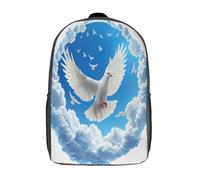 kaiyun Colombe de paix Sac À Dos D'école Ciel bleu Nuages Imprimé 3D Sac À Unisexe Pour Enfants/étudiants/Adultes 17inch