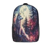 kaiyun Color Painting Loup Sac À Dos Enfant Garçon Et Fille Cartable,Tree And Full Lune De Sac Dos De Grande Capacité Les Bon Pour L'école Et Les Voyages 17inch