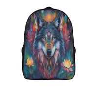 kaiyun Coloré LoupSacs À Dos Pour Enfants École,Géométrie sacrée Lotus Grande Capacité Adolescents Sac À Garçons Filles Voyage 16 inch