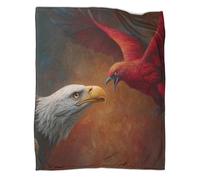 kaiyun Combat Entre Aigle et Oiseau Rouge Couverture Imprimée en 3D Édredon en Peluche Douce pour Lits Et Canapés De Vacances,70x80inch(180x200cm)