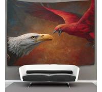 kaiyun Combat entre aigle et oiseau rouge Tapisserie Murale Tentures Murales Pour Salon Tenture Murale Décorative Pour Chambre 180cmx230cm