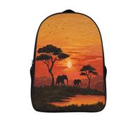 kaiyun Coucher de soleil africain Décontractée Sac À Dos Enfants Cartables Elephants And Acacia Arbres Fille Garçons Sac D'école Pour Scolaire Ou Voyage 16 inch