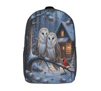 kaiyun Couple de harfangs des neiges Sac À Dos D'écolier,imprimé En 3D,Forêt hivernale Cartables Scolaires Enfants,Grande Capacité,pour Voyage,léger 17inch