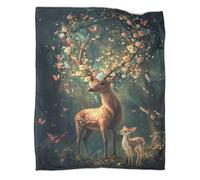 kaiyun Couverture Beautiful Cerf with Fleurs,Old Forêt Housse De Canapé-lit Parfaite 60x80inch(150x200cm),Douce Et Confortable Au Toucher,Parfaite pour Garder Toute La Famille Au Chaud
