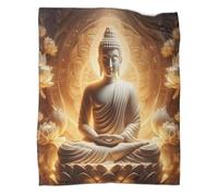 kaiyun Couverture Douce À Motif Art de Bouddha,Impression 3D Lotus,adaptée Au Salon,à La Chambre Et Au Canapé,Chaude Et Confortable 40x50inch(100x130cm)