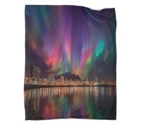 kaiyun Couverture Douce À Motif Cité Arc-en-Ciel,Impression 3D Aurores boréales in The Sky,adaptée Au Salon,à La Chambre Et Au Canapé,Chaude Et Confortable 60x80inch(150x200cm)
