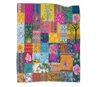 kaiyun Couverture Douce À Motif Floral Patchwork Pattern Retro Style bohème,Impression 3D,adaptée Au Salon,à La Chambre Et Au Canapé,Chaude Et Confortable 70x80inch(180x200cm)