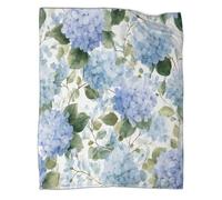kaiyun Couverture Douce À Motif Hortensia Bleu pâle, Feuilles et lianes,Impression 3D,adaptée Au Salon,à La Chambre Et Au Canapé,Chaude Et 80x90inch(200x230cm)