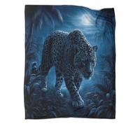 kaiyun Couverture Douce À Motif Léopard Nocturne en Marche,Impression 3D Style Artistique Animalier Sauvage,adaptée Au Salon,à La Chambre Et Au Canapé,Chaude Et 60x80inch(150x200cm)