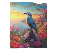 kaiyun Couverture Douce À Motif Martin-pêcheur,Impression 3D Art de paysages naturels,adaptée Au Salon,à La Chambre Et Au Canapé,Chaude Et 80x90inch(200x230cm)