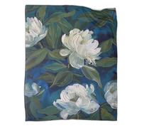 kaiyun Couverture Douce À Motif Pivoine Blanche, Plante,Impression 3D,adaptée Au Salon,à La Chambre Et Au Canapé,Chaude Et Confortable 50x60inch(127x152cm)