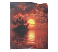 kaiyun Couverture Douce À Motif The Soleil,Impression 3D S'élevant au-Dessus de l'île,adaptée Au Salon,à La Chambre Et Au Canapé,Chaude Et Confortable 50x60inch(127x152cm)