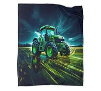 kaiyun Couverture Douce À Motif Tracteur Vert en Mouvement,Impression 3D Scène de Ferme Rurale Dynamique,adaptée Au Salon,à La Chambre Et Au Canapé,Chaude Et 40x50inch(100x130cm)