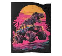kaiyun Couverture Douce À Motif Tyrannosaure conduisant Un Camion,Impression 3D,adaptée Au Salon,à La Chambre Et Au Canapé,Chaude Et Confortable 70x80inch(180x200cm)
