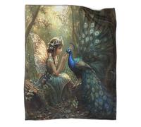 kaiyun Couverture Jeune nymphe de la forêt,Paon Housse De Canapé-lit Parfaite 50x60inch(127x152cm),Douce Et Confortable Au Toucher,Parfaite pour Garder Toute La Famille Au Chaud