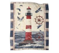 kaiyun Couverture Phare en Bord de mer,Style Art Nautique Vintage Housse De Canapé-lit Parfaite 50x60inch(127x152cm),Douce Et Au Toucher,Parfaite pour Garder Toute La Famille Au Chaud