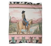 kaiyun Cow-Girl à Cheval - Couverture Chaude Polyvalente pour Canapés,Paysage de désert Western Édredon De Lit De Voyage Douce Et,50x60inch(127x152cm)