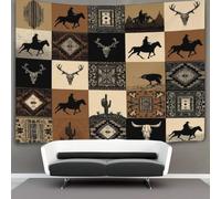 kaiyun Cowboy de l'Ouest Décorations Tapisserie Tenture Murale Conception tribale rustique Impression 3D Couverture Murale Affiche Pour Salon Chambre Dortoir Décor 180cmx230cm