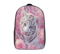 kaiyun Cute Blanc Tigre Cub Sacs À Dos,3D Imprimé Rose Rose Étudiant Cartable Garçons Filles Livre Sac Pour Maternelle Ou Primaire 17inch