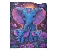 kaiyun Cute Blue Éléphant Family Édredon | Style Dessin animé Couverture De Canapé | Housse De Voyage Douce Et Confortable,70x80inch(180x200cm)