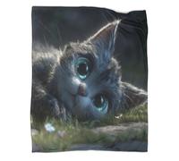 kaiyun Cute Chat Lying on The Grass Jeté À Motifs pour Camping en Plein Air,Chaud Jeté Léger pour Canapé-lit 60x80inch(150x200cm)