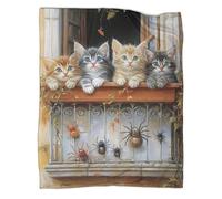 kaiyun Cute Chaton Couverture en Velours Imprimée 3D Douce Et Confortable Balcony Dessin animé Spider Couverture pour Adolescent Et Adultes Adaptée Au Lit Et Au Canapé Couverture40x50inch(100x130cm)