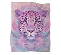 kaiyun Cute Léopard Face Couverture Imprimée en 3D Mandala Pastel Édredon en Peluche Douce pour Lits Et Canapés De Vacances,40x50inch(100x130cm)