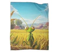 kaiyun Cute Mante Religieuse Plaids Doux Et Chauds Rizière Couverture Imprimée pour Lits Et Canapés 60x80inch(150x200cm)