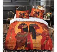 kaiyun Déesse égyptienne Housse De Couette Microfibre - Parure De Lit 3D Imprimé, Chambre À Coucher Décoration Comfort Housse Couette Et Taies d'oreiller Super King（260x220cm）