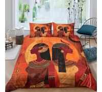 kaiyun Déesse égyptienne Set Housse De Couette Literie Housse en Microfibre De Couette avec Taies d'oreiller, Impression 3D Double（200x200cm）