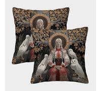 kaiyun Déesse et Chouette Blanche Housses De Coussin - Chambre À Coucher Décoratives pour Canapés,Lits,chaises,Salons,Voitures,Livré avec Fermeture Éclair Invisible 45x45cm Paquet De 2