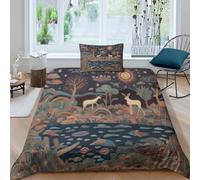 kaiyun Désert Nocturne Set Housse De Couette Literie Housse en Microfibre De Couette avec Taies d'oreiller, Impression 3D Single(135x200cm)