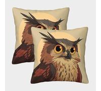 kaiyun Dessin animé Image of Fish Chouette with Golden Eyes Housse De Coussin Taies d'oreiller Carrée Douce Imprimée Durable pour Canapé-lit Voiture 40x40cm Paquet De 2
