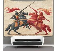 kaiyun Deux cavaliers médiévaux chargeant avec des lances Tapisserie Suspendu Au Mur Chambre À Coucher,salon,dortoir,esthétique,décoration Murale 70cmx100cm