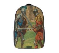 kaiyun Deux chevaliers se faisant face, épées dégainées Cartable À Dos Enfant École Fille Garçon Collége Sac De Voyage Léger Sac D'école Scolaires 17inch