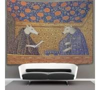 kaiyun Deux chiens dans une pièce médiévale Tapisserie Chambre Esthétique - Murale Indépendante Décoration De Salle Couvre-lit Tenture Murale, Art Mural 130cmx150cm