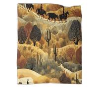 kaiyun Deux Cow-Boys déplaçant des Vaches dans Le désert printanier - Couverture Chaude Polyvalente pour Canapés, Édredon De Lit De Voyage Douce Et Confortable,60x80inch(150x200cm)