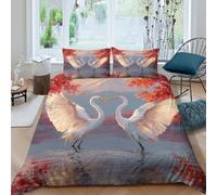 kaiyun Deux Grandes aigrettes en Parade Nuptiale Taies d'oreiller Et Housses De Couette Impression Numérique 3D Literie 3 Pièces Adaptée Aux Adultes Et Enfant King（220x240cm）