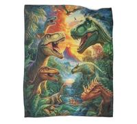 kaiyun Dinosaures de la Jungle 3D Literie Animaux Sauvages Couverture De Lit en Peluche Imprimée Numérique pour Garçons Et Filles 60x80inch(150x200cm)