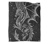 kaiyun Dragon Mythique Art Fantastique en Noir et Blanc Imprimée Moelleuse,Douce Et Couverture en Peluche Adaptée Au Canapé-lit 60x80inch(150x200cm)