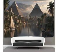 kaiyun Dynasties égyptiennes et pyramides près du Nil Tapisserie Pour Décoration Murale,chambre À Coucher, Tentures Murales Pour Salon 100cmx150cm