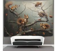 kaiyun Écureuils dans un arbre Tapisserie Murale À Suspendre, Nature Scène forestière Pour Décoration De Chambre À Coucher,fête D'anniversaire Ou Toile De Fond De Jardin 70cmx100cm