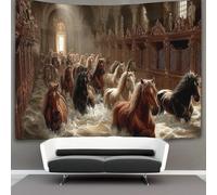 kaiyun Écuries antiques et rivière tumultueuse Tapisserie Chambre Esthétique - Murale Indépendante Décoration De Salle Couvre-lit Tenture Murale, Art Mural 180cmx230cm