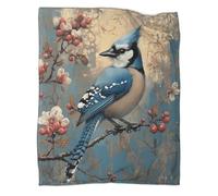 kaiyun Élégant Oiseau Bleu Édredon | Art Moderne Couverture De Canapé | Housse De Voyage Douce Et Confortable,40x50inch(100x130cm)