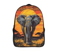 kaiyun Éléphant d'Afrique Cartable À Dos Enfant École Fille Garçon Collége Sac De Voyage Motif tribal Léger Sac D'école Scolaires 16 inch