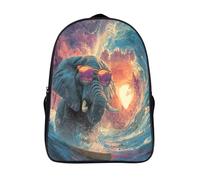 kaiyun Éléphant d'Afrique surfant et portant des lunettes de soleilSacs À Dos Pour Enfants École, Grande Capacité Adolescents Sac À Garçons Filles Voyage 16 inch