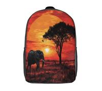 kaiyun Éléphant d'AfriqueSacs À Dos Pour Enfants École,Savanna Scène de coucher de soleil Grande Capacité Adolescents Sac À Garçons Filles Voyage 17inch