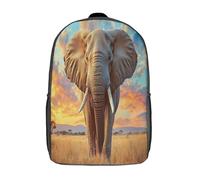 kaiyun Éléphant Standing on The Savane africaine Femme Sac À Dos Garçons École Sacs Cartable Gorgeous Soleilset Ciel Daypacks Adulte Fashion Décontracté Bag College Pack 17inch