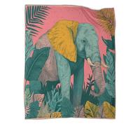 kaiyun Éléphants in The Jungle Couverture Imprimée en 3D Édredon en Peluche Douce pour Lits Et Canapés De Vacances,60x80inch(150x200cm)